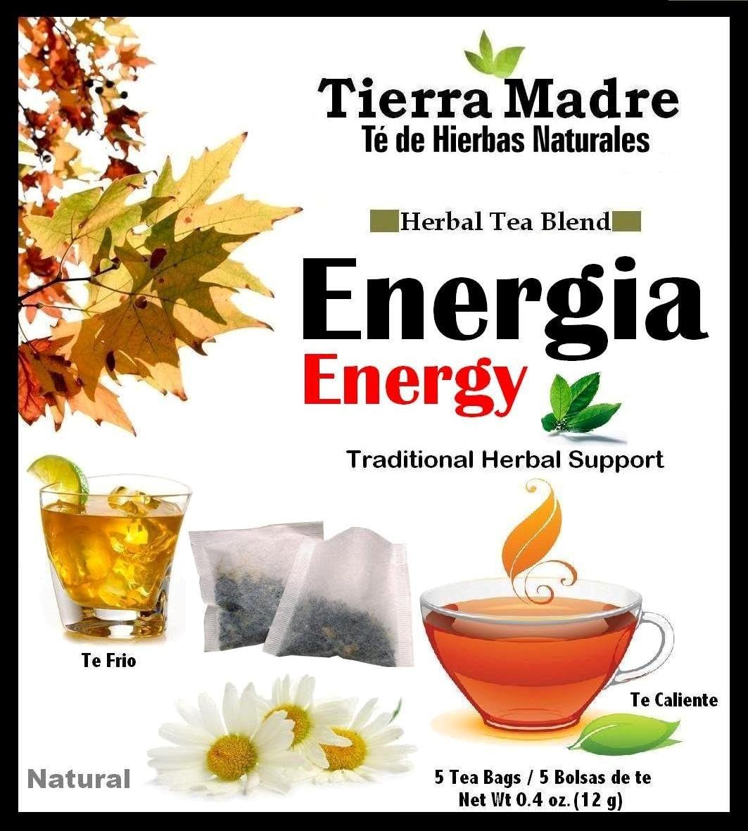 Tierra Madre Energy Tea Tradiconal Herbal Support - 10 Pack of 5 tea Bags / 0.2 Ounces