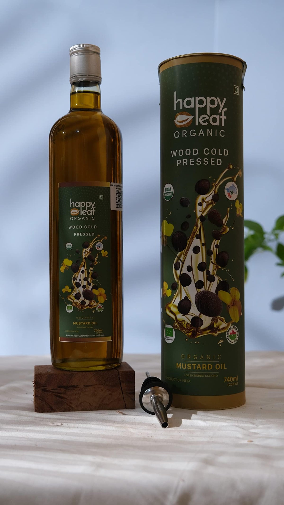 Happy Leaf Organic Wood Cold Pressed Mustard Oil - 740ml(25 fl oz)