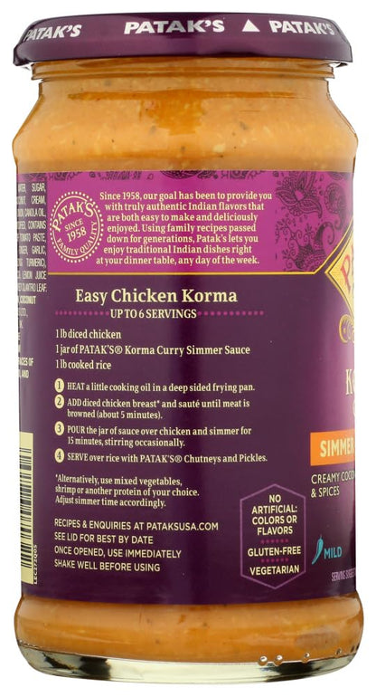 Patak's Korma Curry Cooking Sauce (Mild) - 15oz