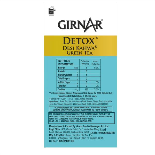 Girnar Detox Green Tea - Desi Kahwa (36 Tea Bags)