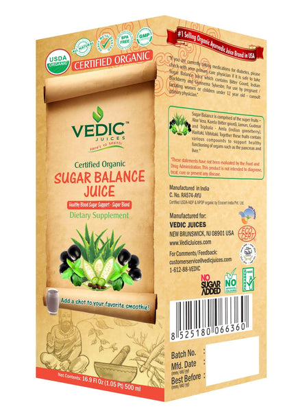 Vedic Organic Sugar Balance Juice | Healthy Blood Sugar Support, Super Blend 500ml