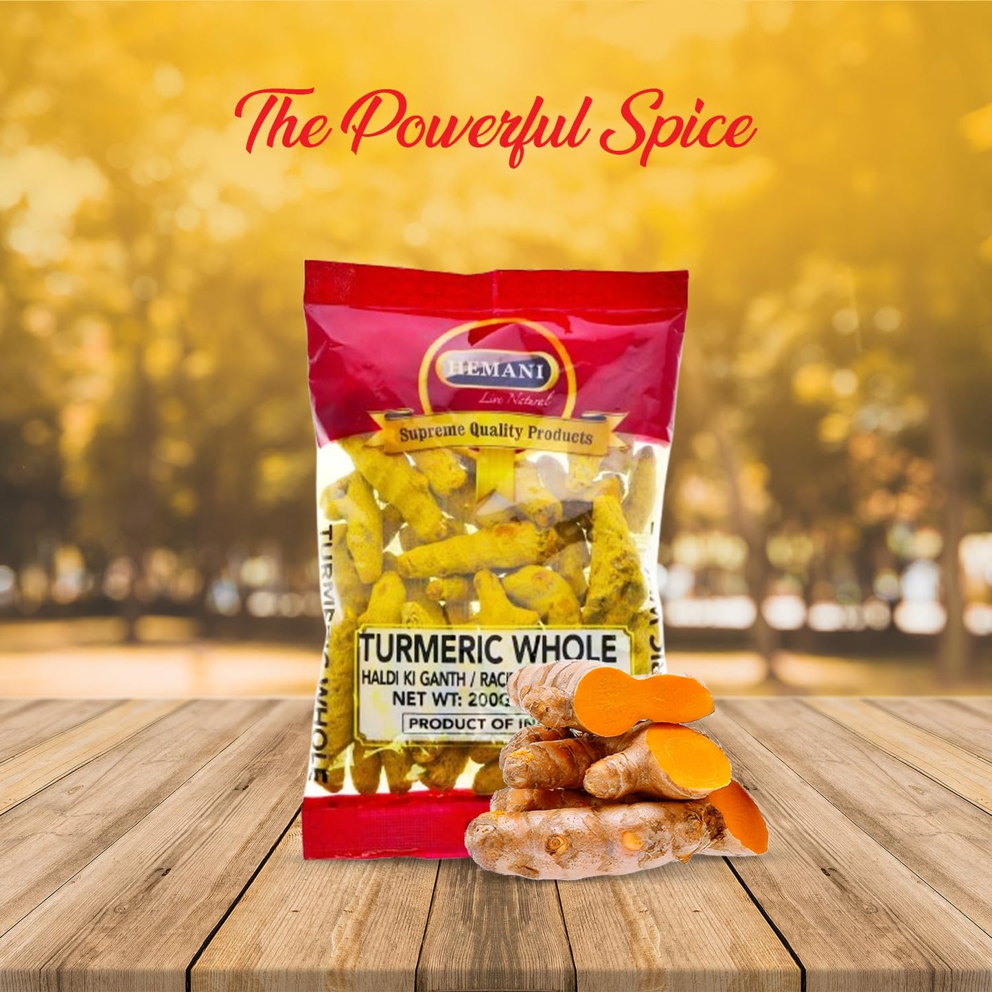 HEMANI Whole Turmeric Root (Curcumin) 7.1 OZ (200g) - Product of India