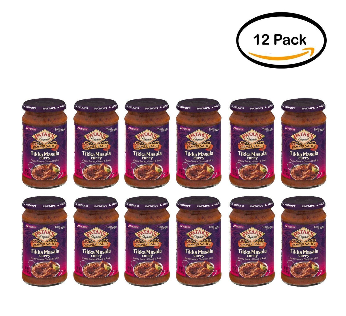 PACK OF 12 - Patak's Tastes Of India Simmer Sauce, Tikka Masala Curry, 15-Ounce