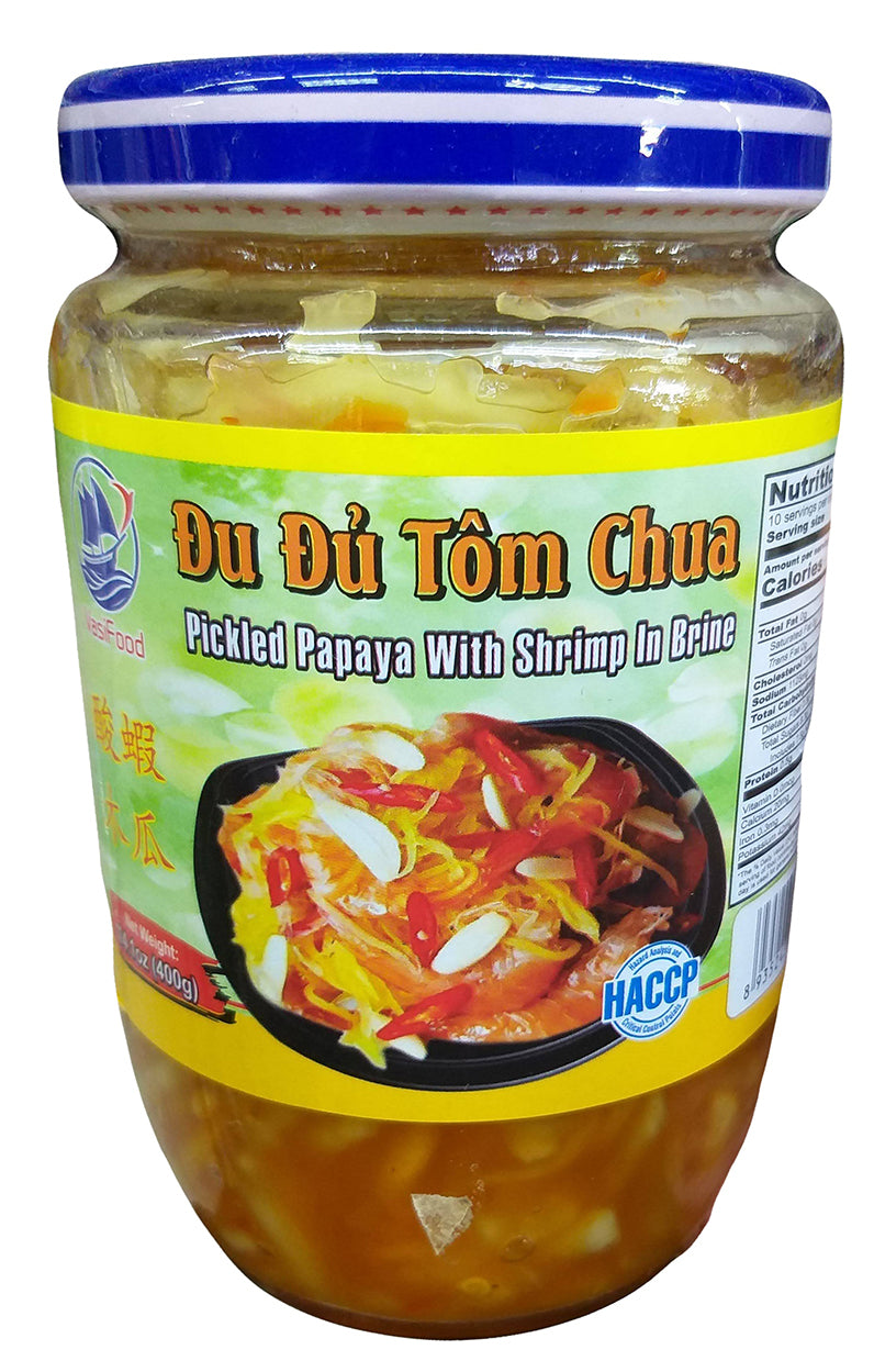 Du Du Tom Chua (Pickled Papaya With Shrimp In Brine), 14.1 Ounces, (1 Jar)