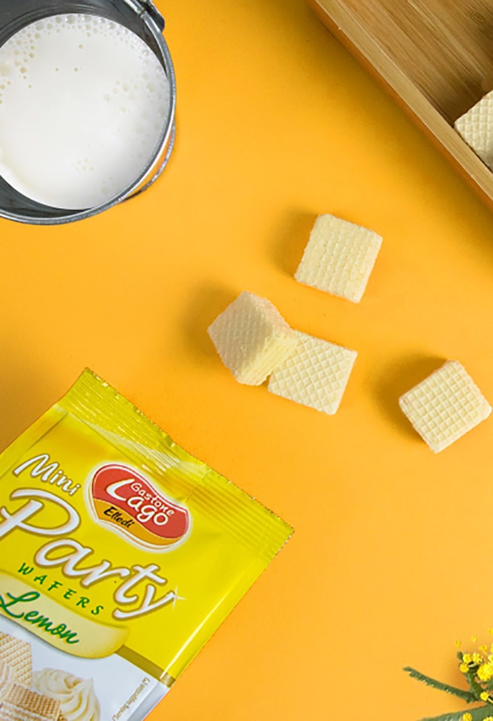 Gastone Lago Party Wafers Lemon Cream Filling 8.82 oz, 250g (Pack of 3) (Lemon, 3-Pack)