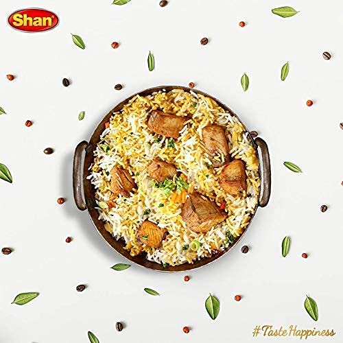 Shan Biryani Recipe and Seasoning Mix 1.76 oz (50g) - Spice Powder for Tasty and Spicy Meat Layered Pilaf - Suitable for Vegetarians - Airtight Bag in a Box