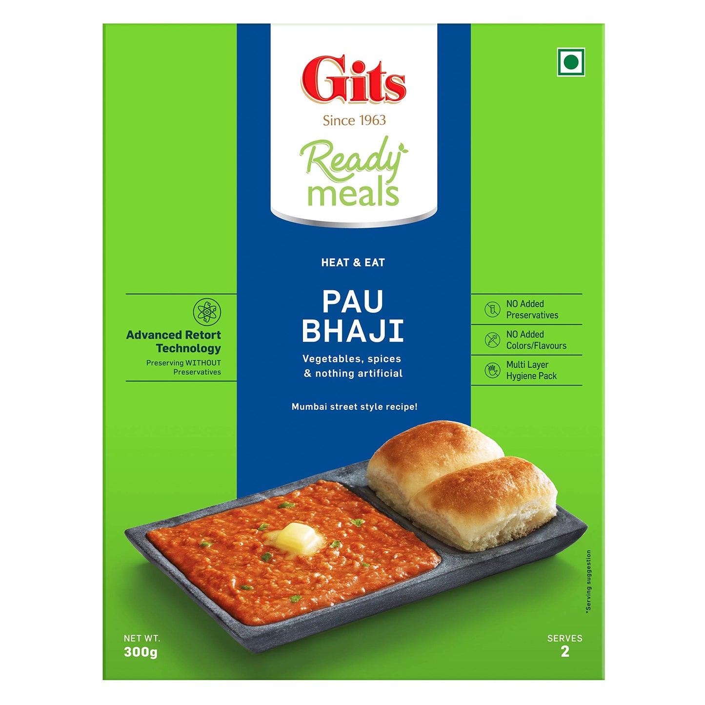 Gits Ready to Eat Pav Bhaji, 900g (Pack of 3 X 300g Each)