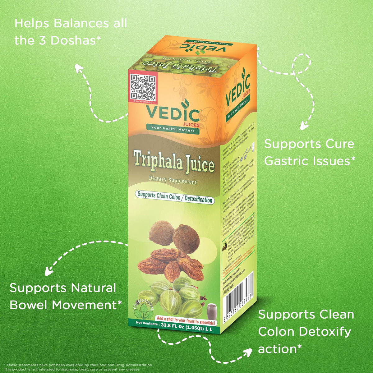 Vedic Triphalla Juice, Supports Clean Colon Detoxification 1L - Ayurveda & Vitamins
