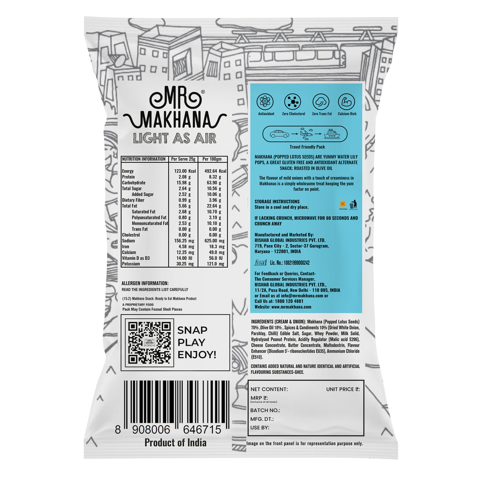 Mr Makhana Cream & Onion, 75 GM - Pack of 2