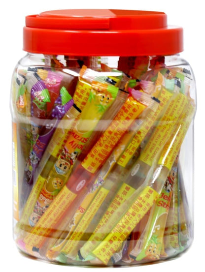Jin Jin Fruit Jelly Filled Strip Straws Candy - Many Flavors! (35.26 oz)(TWO PACK)