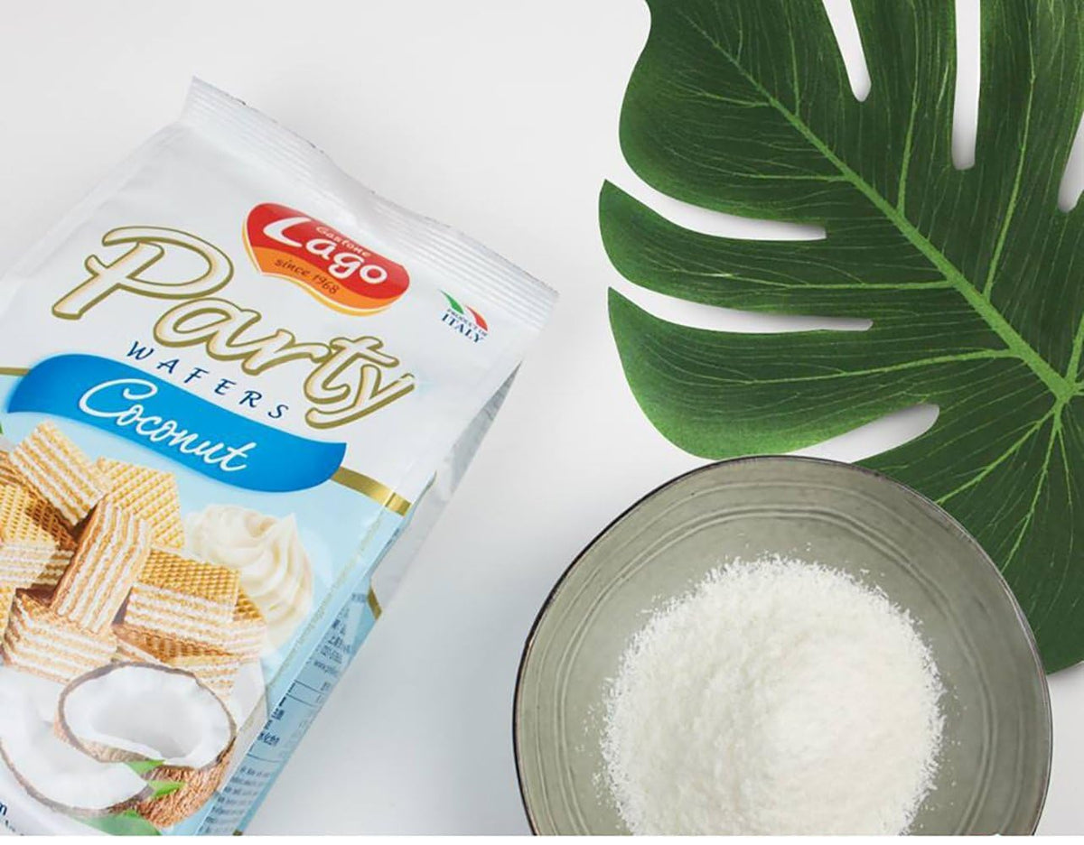 Gastone Lago Party Wafers Cookies With Coconut Cream Filling 8.82 oz, 250g (Pack of 3) (Coconut, 3-Pack)