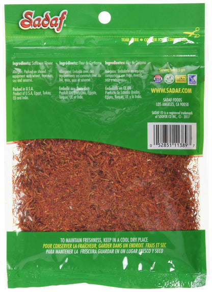 Sadaf Safflower Carthame - Whole Safflower for Cooking & Food Flavoring - Safflower Seasoning - Kosher & Vegetarian - 0.5 oz Resealable Bag