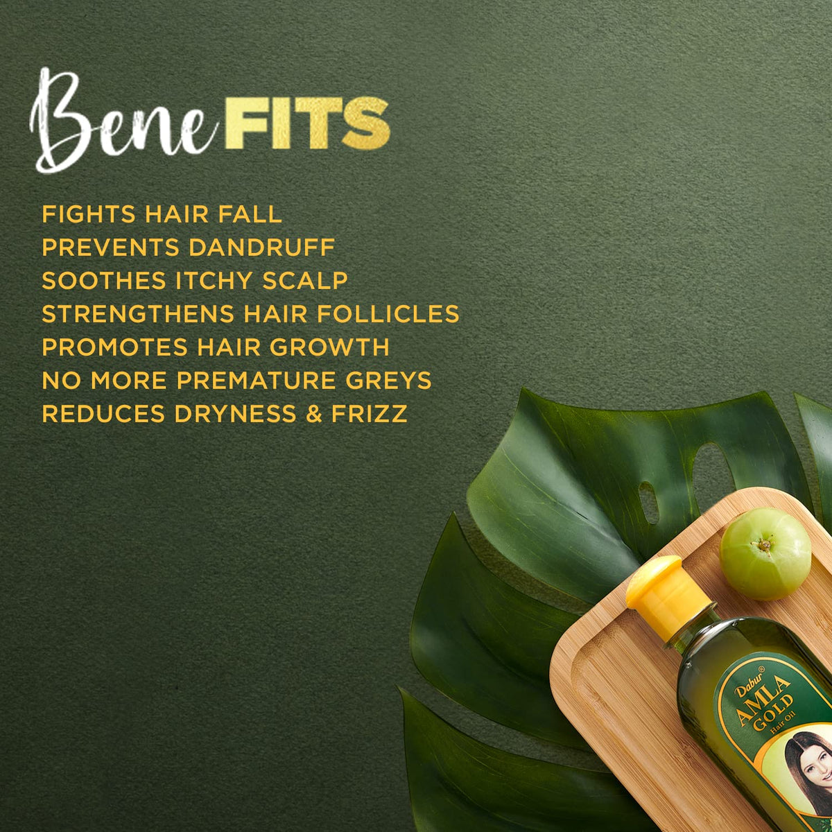 Dabur Amla Gold Hair Oil - With Amla, Almond and Henna - Moisturizing Scalp and Hair Oil for All Hair Types - 10.14 Fl Oz