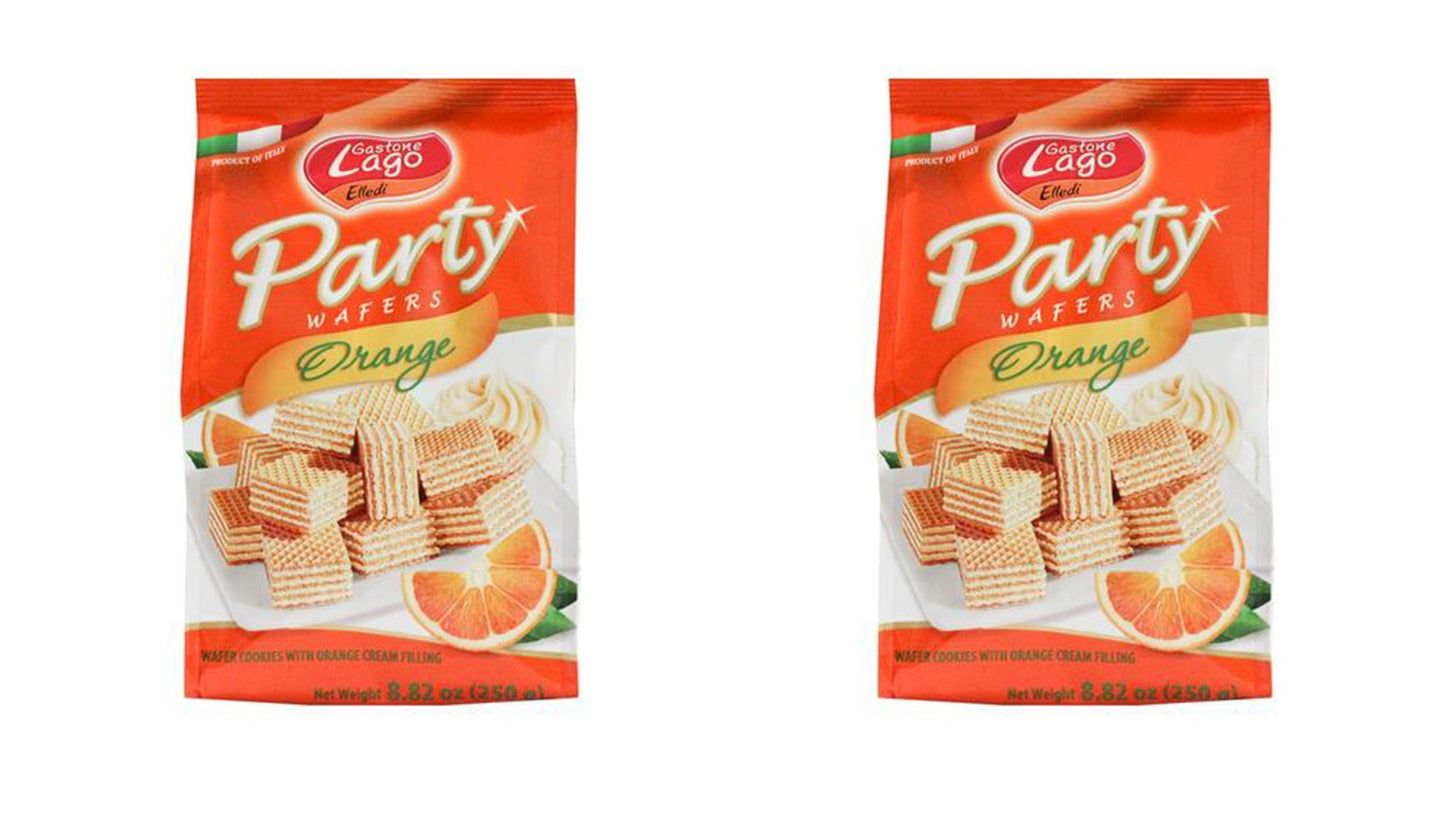 Gastone Lago Party Wafers Orange Cream Filling 8.82 oz, 250g (Pack of 2) (Orange, 2-Pack)