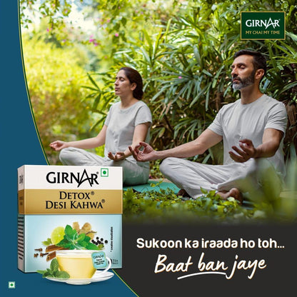 Girnar Green Tea Desi Kahwa (Detox Tea) - 36 Tea Bags X 2 Packs