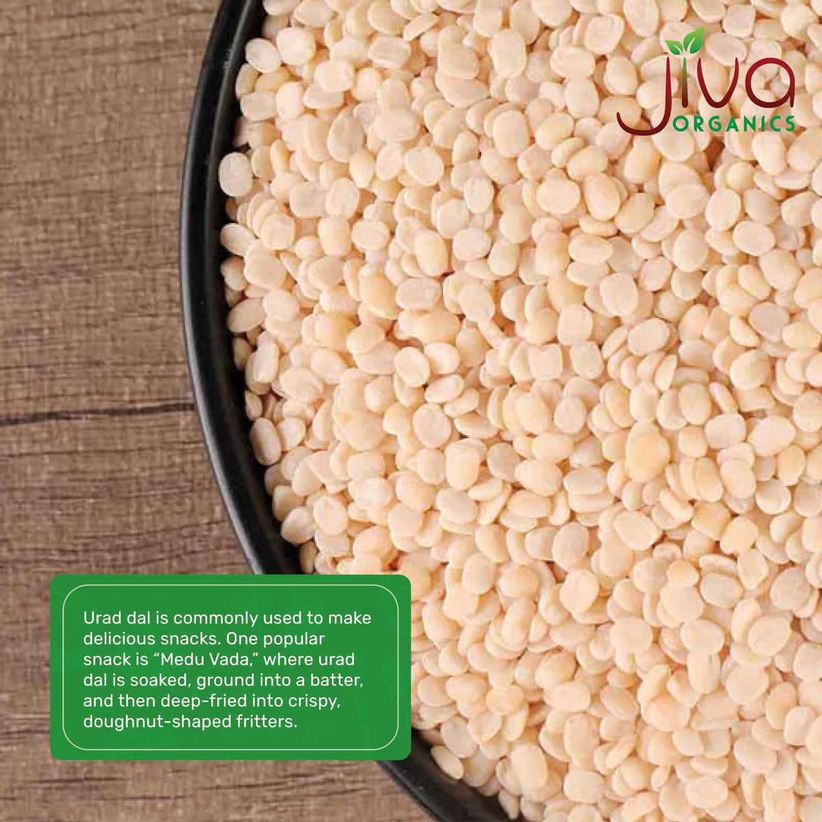 Jiva USDA Organics Urad Dal (Split Matpe Beans) 2 Pound - NEW Packaging!