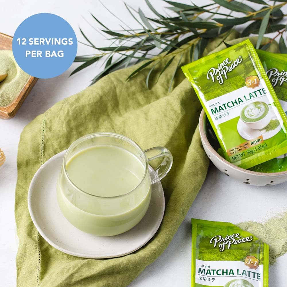 Prince of Peace 3 in 1 Matcha Latte Instant Beverage 12 Sachets Easy to Brew Authentic Japanese Matcha Powder Natural Ingredients Natural Antioxidants Authentic, Rich Taste
