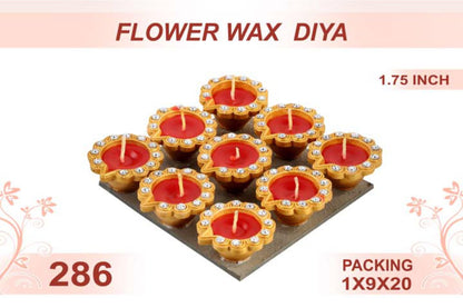 Flower Wax Diya 9pc 1.75inch #286
