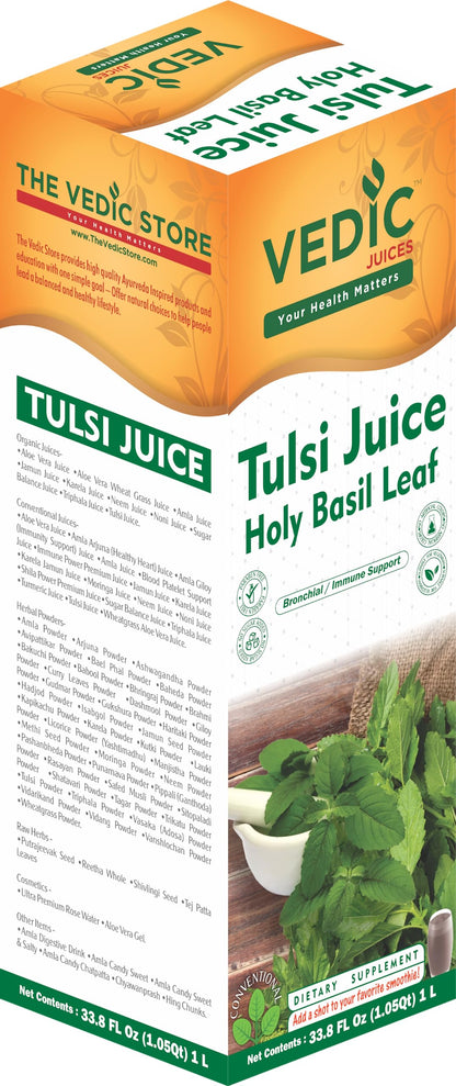 Vedic Juices Tulsi Juice 1 L - Natural Juice for Daily Use - 33.8 Floz