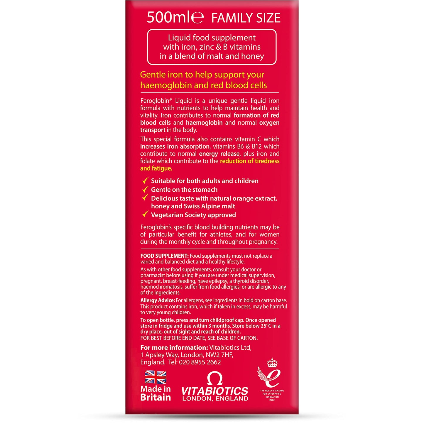 Vitabiotics Organic Feroglobin Liquid 500ml