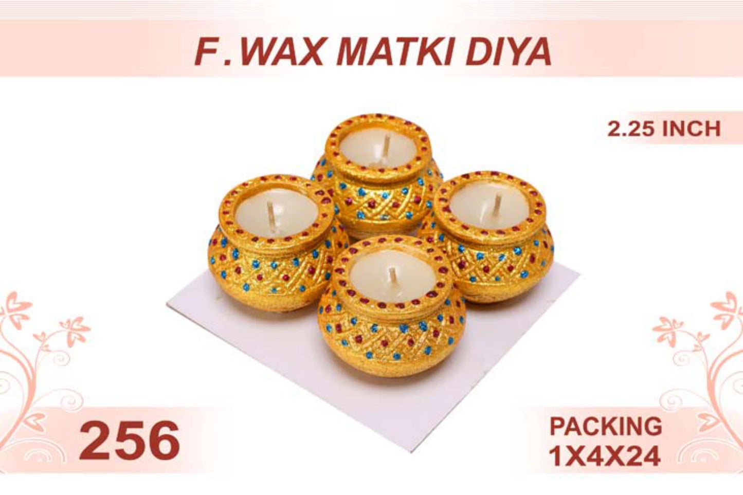 Flower Wax Matki Diya 4pc 2.25inch #256