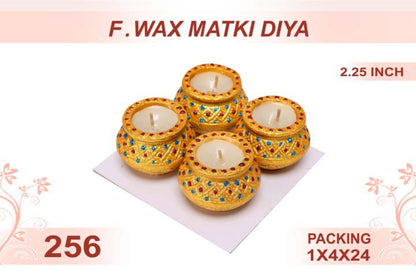 Flower Wax Matki Diya 4pc 2.25inch #256