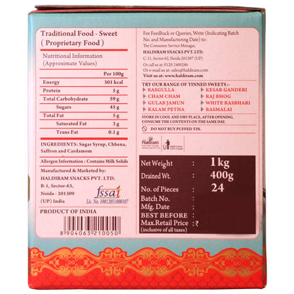 Haldiram Rajbhog & Kesar Rasbhari 1 kg X 2 Tin