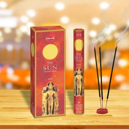 HEM Sun Incense Sticks (Pack of 6-120 Count, 301g) | Natural Fragrance for Aromatic Rooms | Odor Remover Incense for Stress Relief & Relaxation