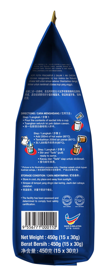 Aik Cheong 2 in 1 White Coffee Tarik (30g x 15 sachets)