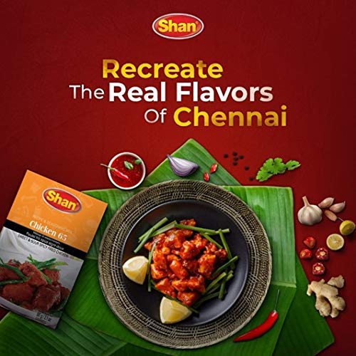 Shan Chicken 65 Recipe and Seasoning Mix 2.1 oz (60g) - Spice Powder for Sweet and Sour Spicy Fried Chicken - Suitable for Vegetarians - Airtight Bag in a Box (Pack of 6)