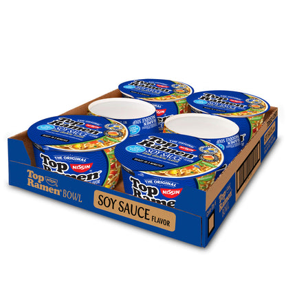 Nissin Top Ramen Bowl, Soy Sauce Flavor, Microwavable Bowl, 3.17oz. (6-Pack)