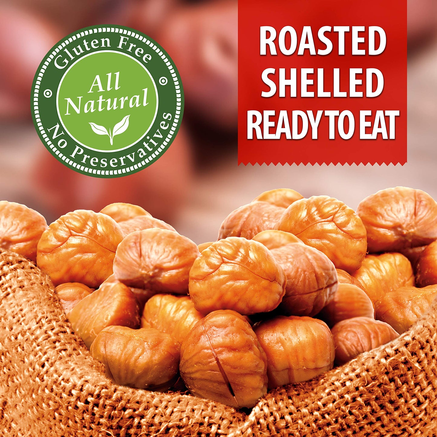 Galil Organic Roasted Chestnuts Pack of 12 Shelled & Ready to Eat - Gluten Free, Vegan, Organic, Non-GMO, Kosher Snacks - Great for Baking, Cooking & Turkey Stuffing 3.5oz Bags
