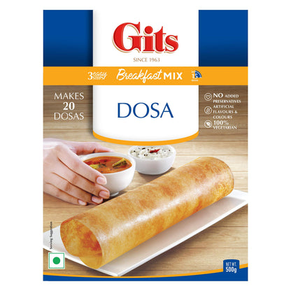 Gits Instant Rice Dosa Breakfast Mix, 1500g (Pack of 3 X 500g Each)