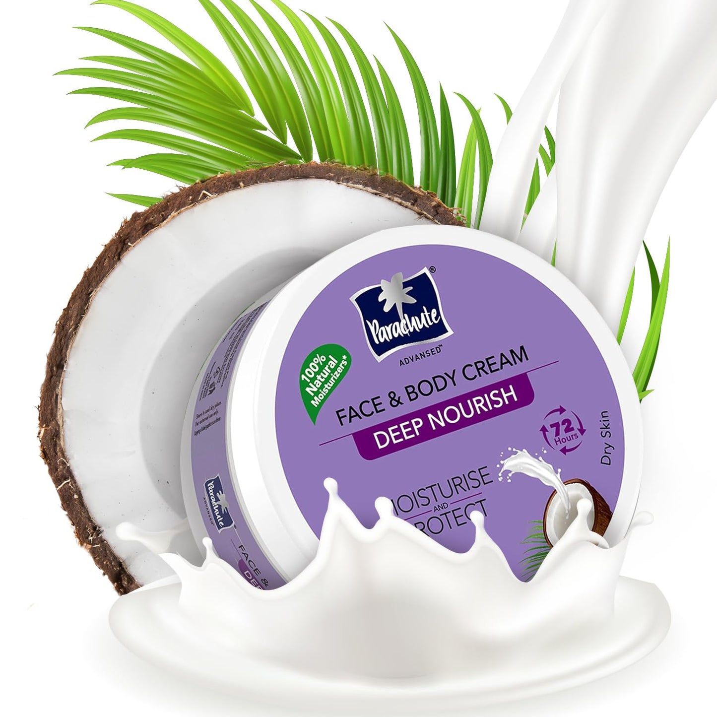 Parachute Advansed Deep Nourish Face & Body Cream, 9.4 fl oz.|Moisturiser For Face & Body, 100% Natural, 72h, Dry Skin