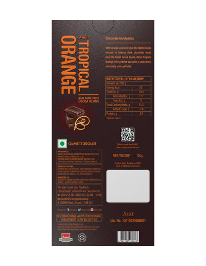 Amul Tropical Orange Chocolate, 150g