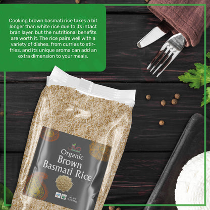 Jiva Organic Brown Basmati Rice 4 Pound Bag - Premium Quality from India