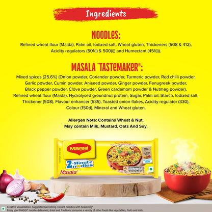 Maggi 2 Minutes Noodles Masala, 70 grams pack (2.46 oz)- 12 pack - Made in India