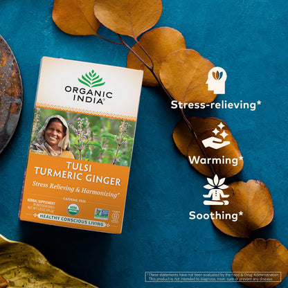 Organic India Tulsi Turmeric Ginger - 18 infusion bags - Food / Masala / Dal