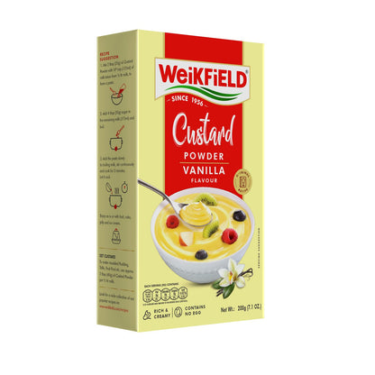 Weikfield Custard Powder | Delicious French Vanilla Flavour | Makes Rich & Creamy Custard | 200Gm (7.1 Oz) puddinCarton