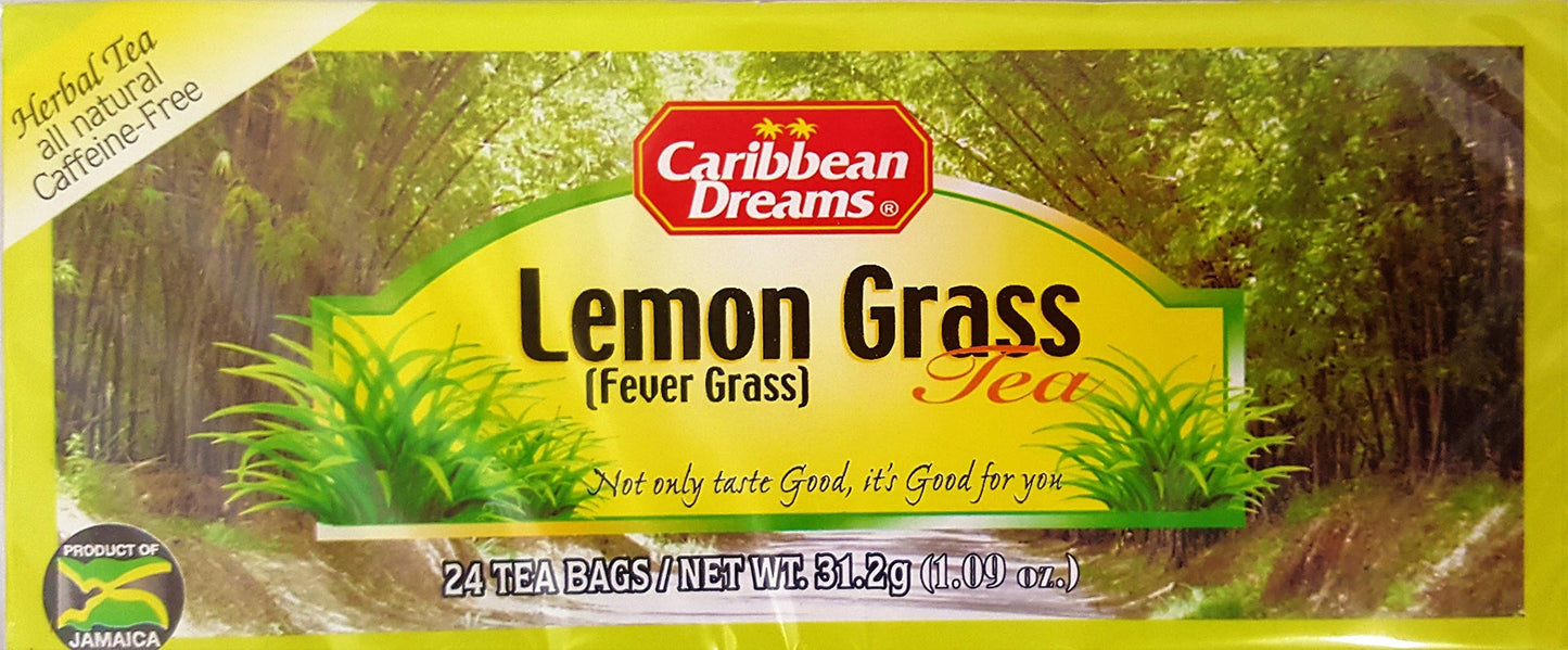 Caribbean Dreams Lemon Grass Tea, Fever Grass Tea, 24 tea bags, 100% Natural Lemon Grass Tea from Jamaica
