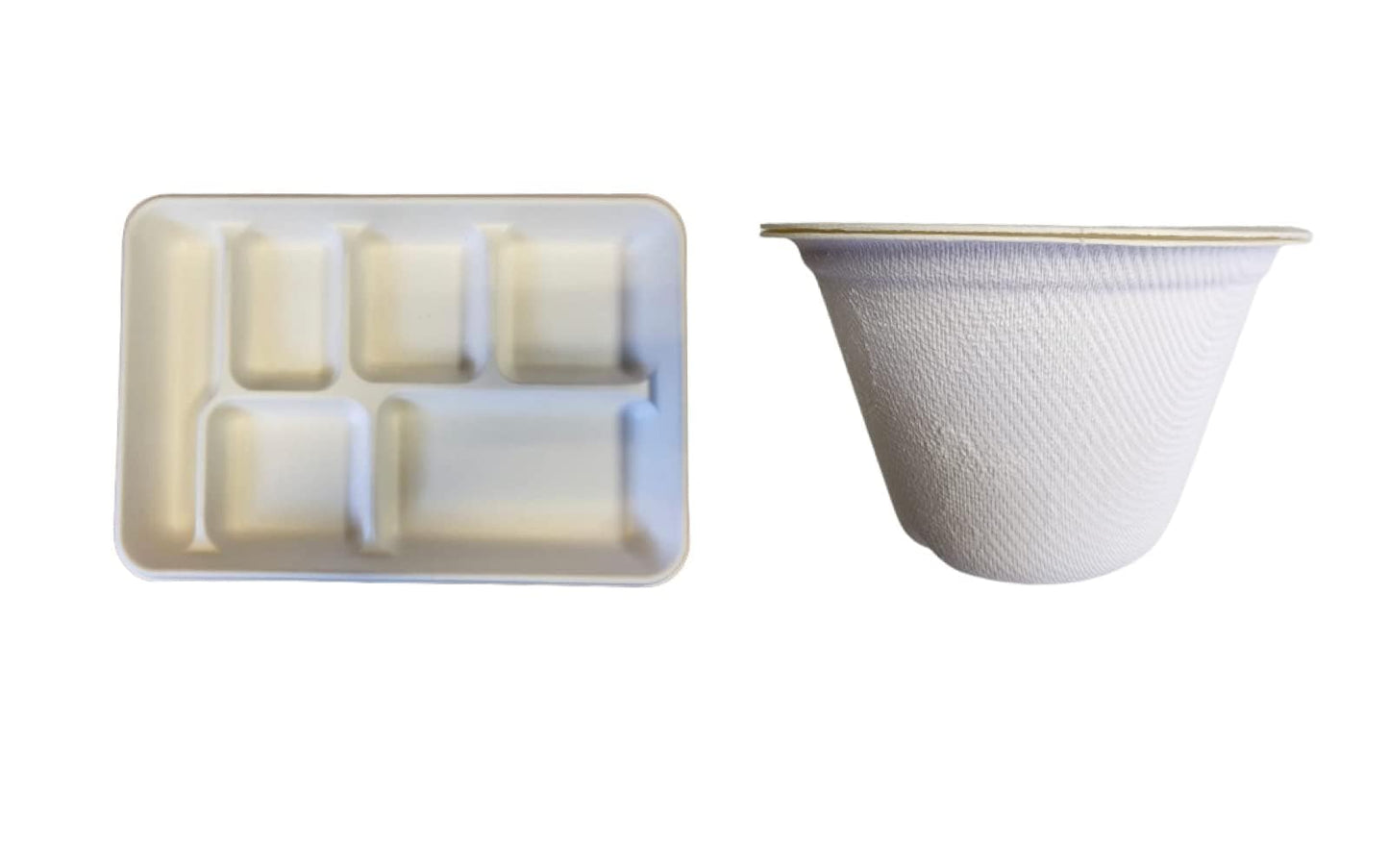 Biodegradable 6-Compartment Plates. Bulk 100 Pk. Compartment Thali Plates Trays - 100 Pack For Indian Puja, Partys