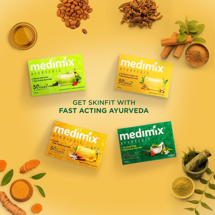 Medimix Ayurvedic Turmeric & Argan Oil Bathing Soap, 125Gm (4+1 Offer Pack)