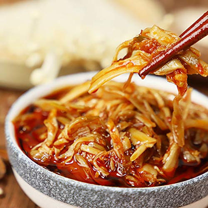 Fan Sao Guang Enoki Mushroom Pickles Chili Sauce Hot Chili Oil of Sichuan Cuisine Taste Chili Crisp Spicy Delicious Perfect for Everything (9.8 Oz)