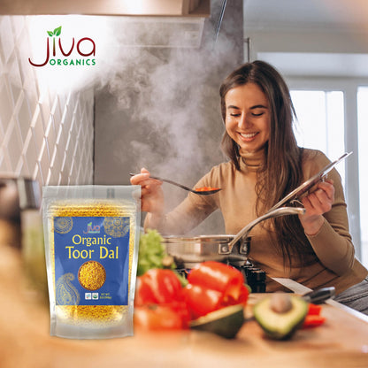 Jiva Organic Toor Dal Kori, Unoily, Madhi 2 Pound Bag - Indian Split Pigeon Peas - Non-GMO, Vegan