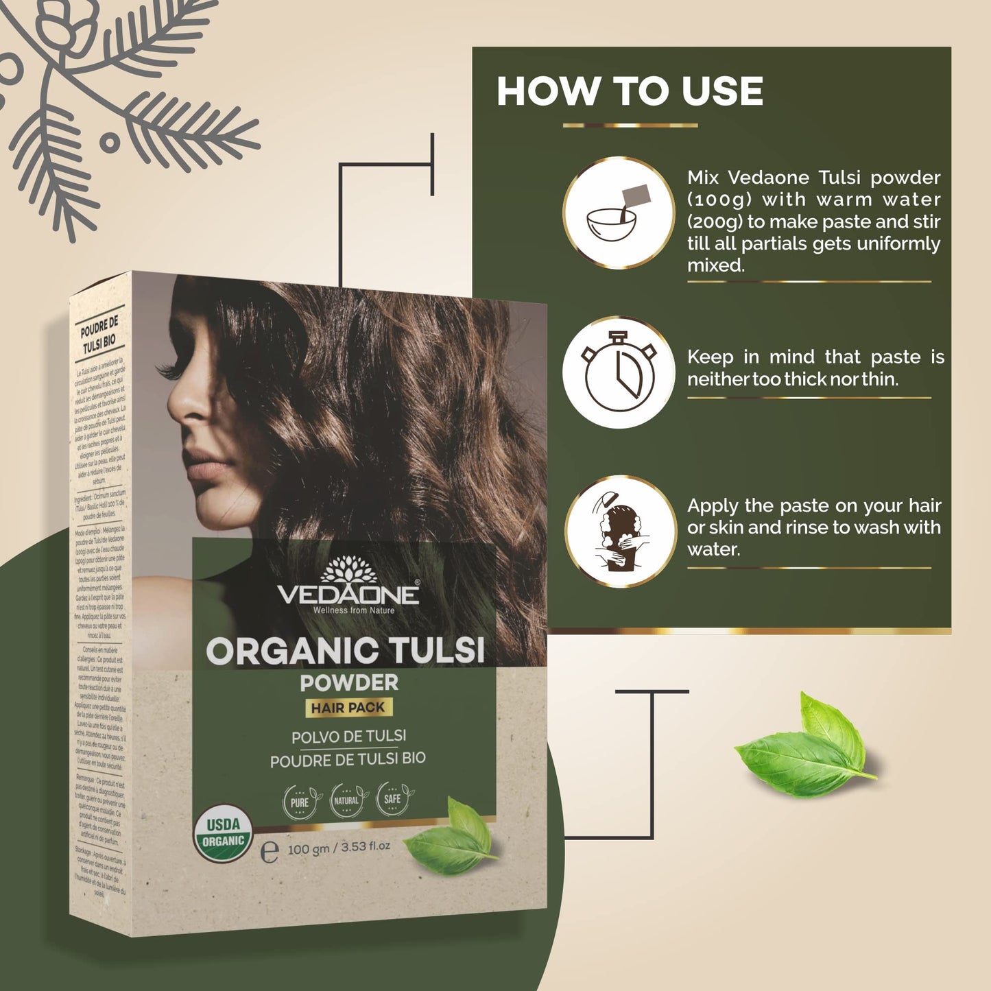 Vedaone Organic Tulsi Hair Powder 100gm