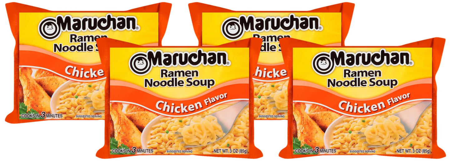 Maruchan, Ramen Noodle Soup, Chicken Flavor, 3 oz (Pack of 4)