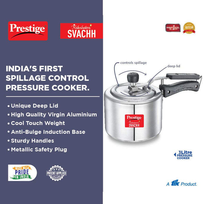 Prestige Nakshatra Plus Svachh 3 Litre Aluminium Straight Wall Inner Lid Pressure Cooker (Svachh Nakshatra)