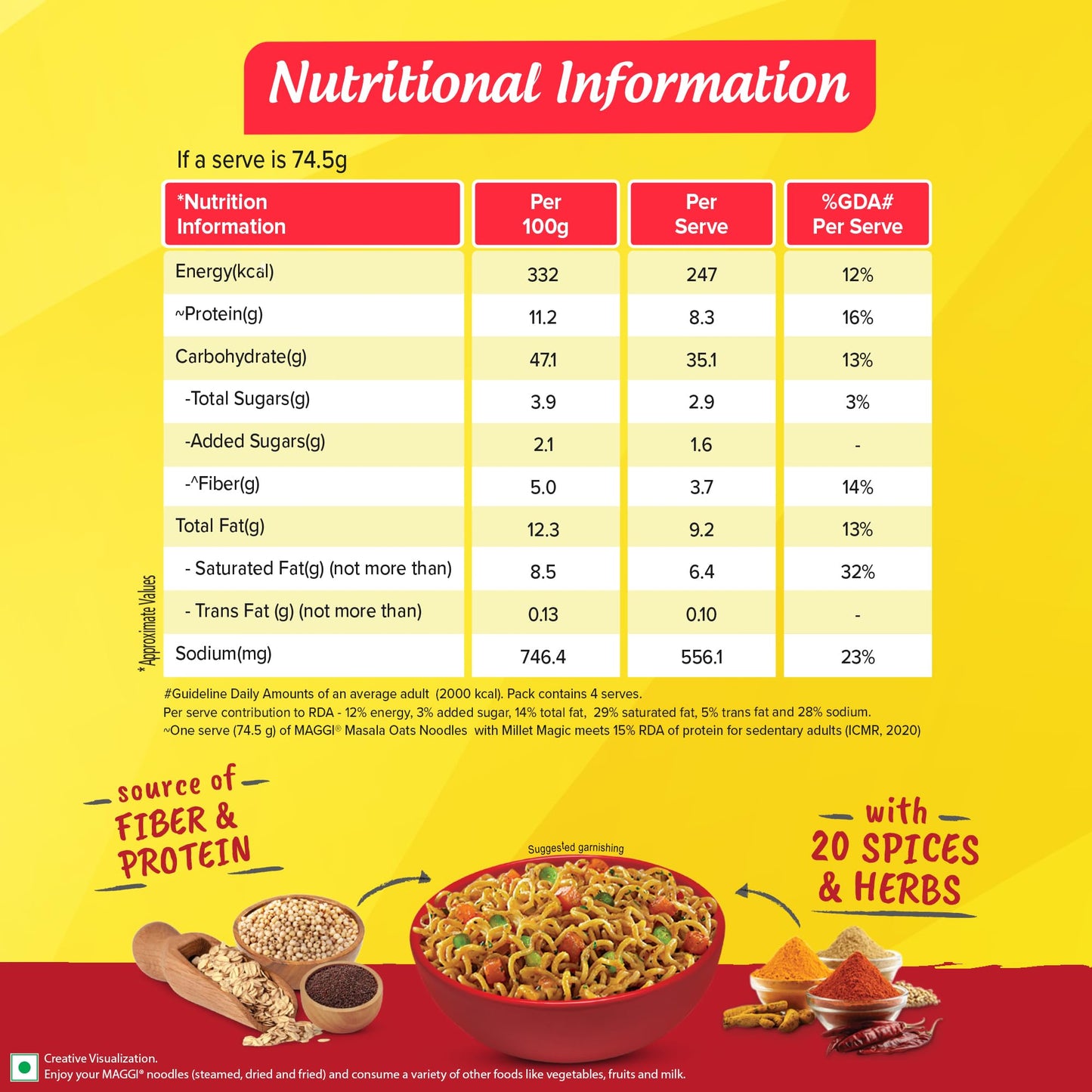 Maggi Masala Oats noodles 290 gms - Vermicelli Noodles