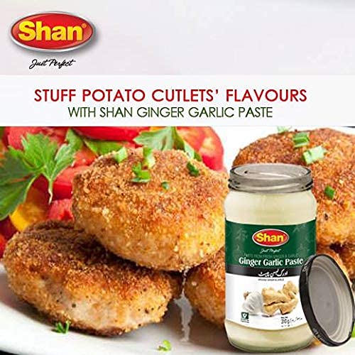 Shan Ginger Garlic Paste 24.69 oz (700g) - Traditional Taste Enhancing Cooking Paste from Fresh Ground Ginger and Garlic - Suitable for Vegetarians - Airtight Glass Jar