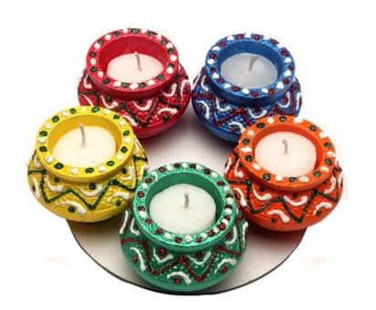 P. Wax Matki Diya 5pc 2.25inch #264 - Diwali Clay Diya